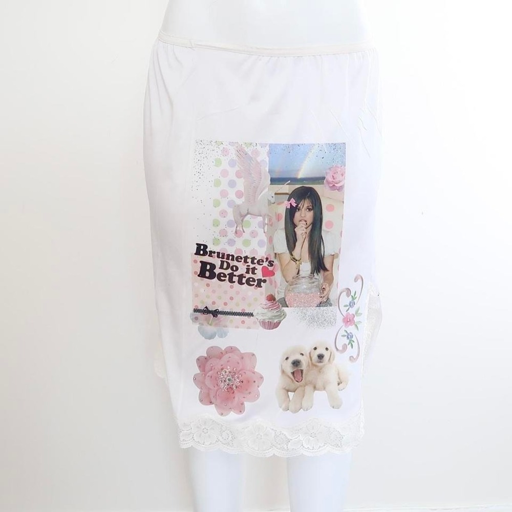 y2k brunettes do it better satin‎ slip skirt